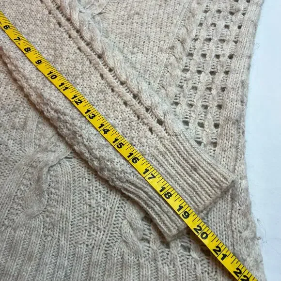 American Eagle Alpaca Wool Blend Sweater Women's Large Cozy Cable Knit Pullover - Picture 8 of 11